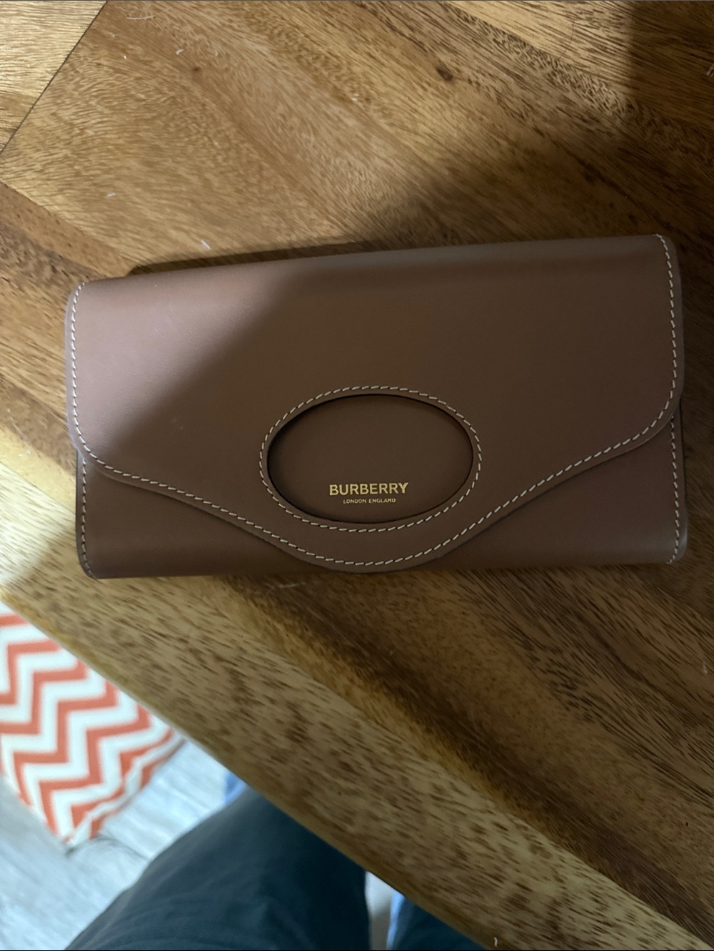 Burberry Tan Leather Continental Wallet with Gold Logo